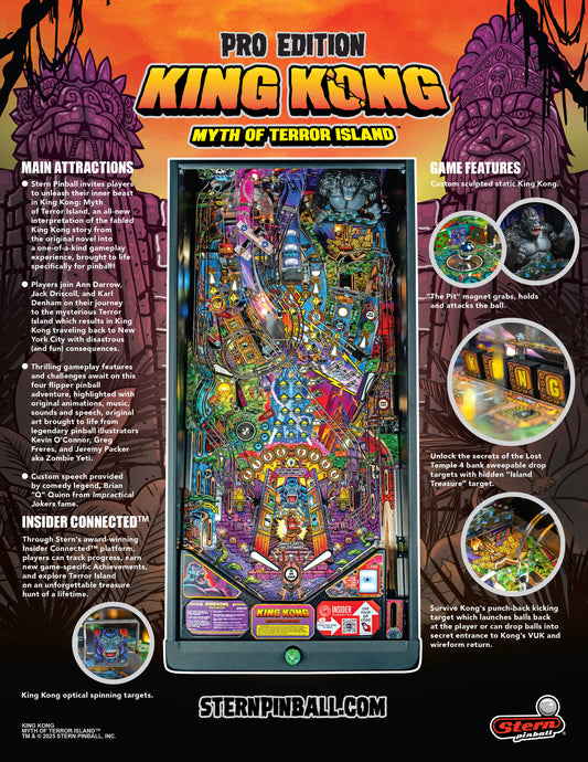 KING KONG Myth of Terror Island PRO Edition Flipper - STERN Pinball