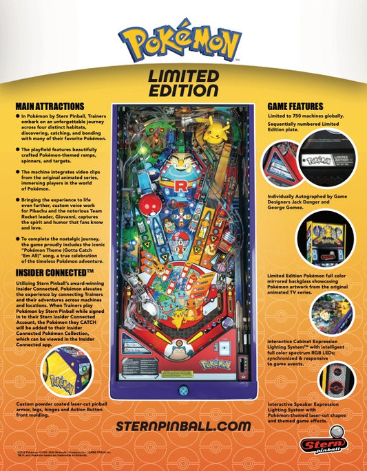 POKEMON LE Limited Edition Flipper - STERN Pinball