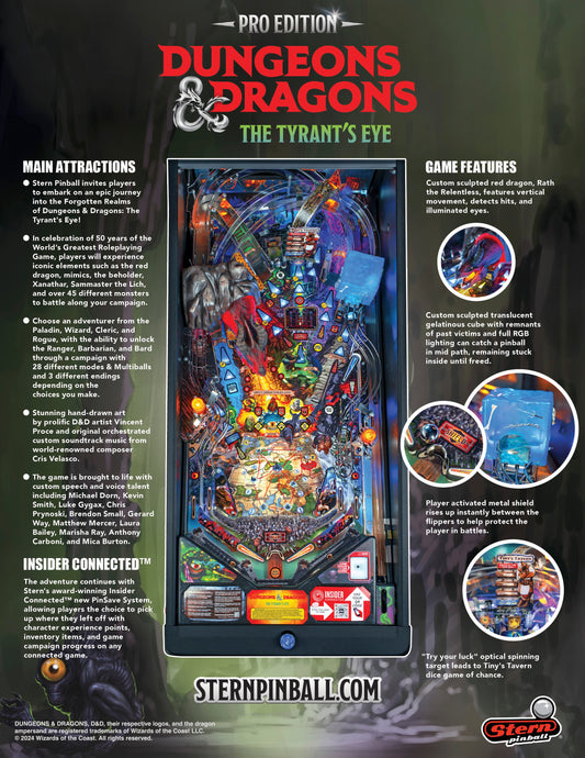 DUNGEONS & DRAGONS The Tyrant`s Eye PRO Edition Flipper - STERN Pinball