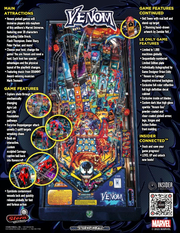 VENOM LIMITED Edition LE Flipper - STERN Pinball