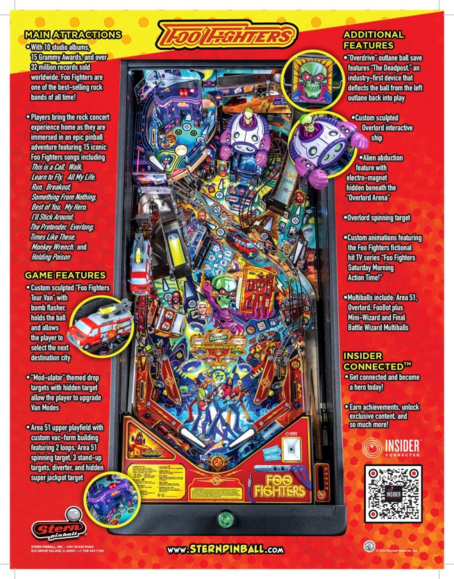 FOO FIGHTERS PREMIUM Edition Flipper - STERN Pinball