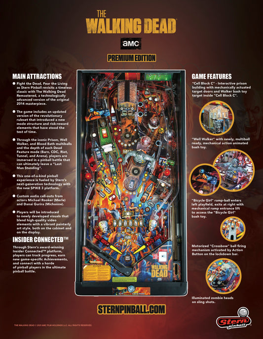 THE WALKING DEAD Remastered Premium Edition Flipper - STERN Pinball
