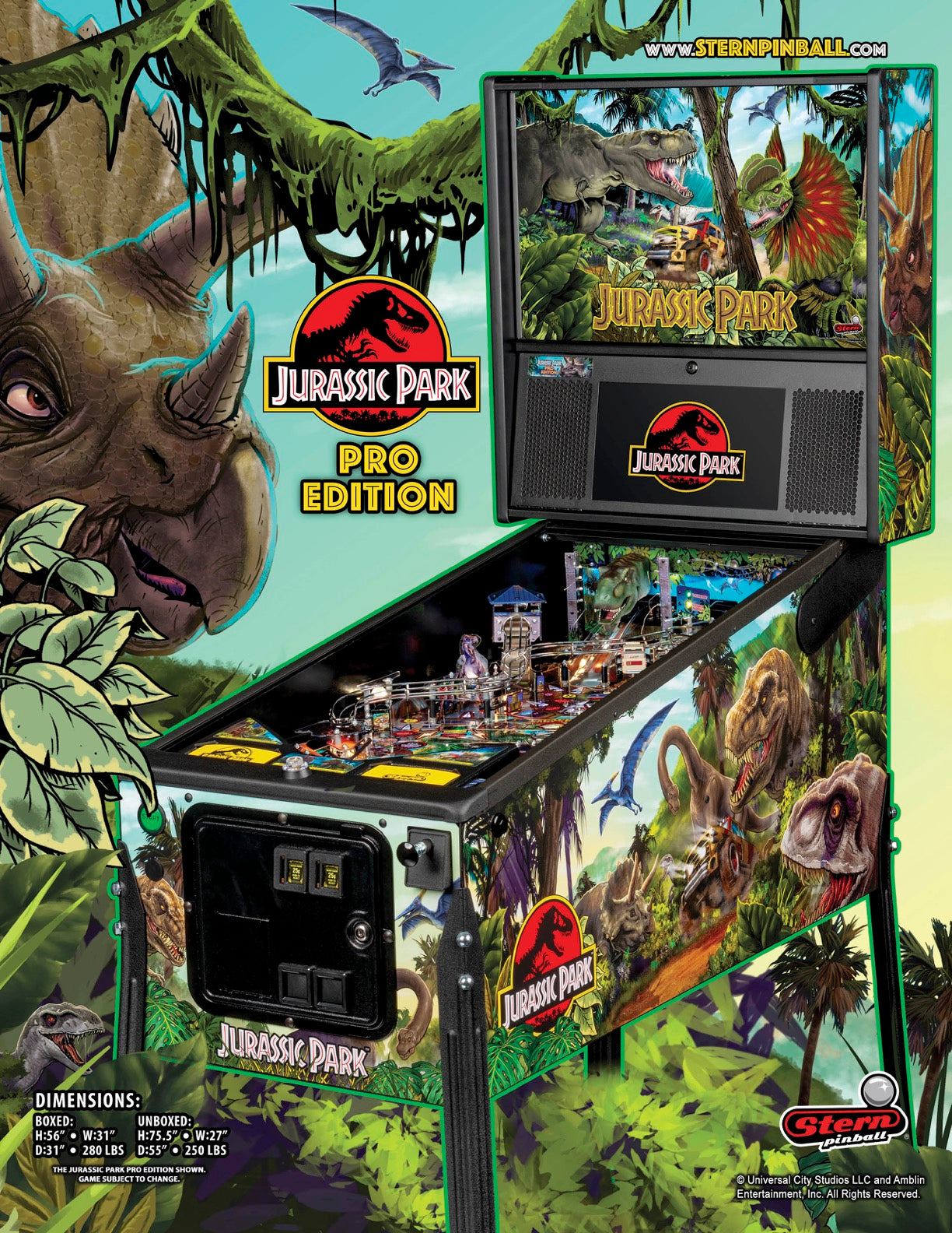 JURASSIC PARK PRO Edition Flipper - STERN Pinball