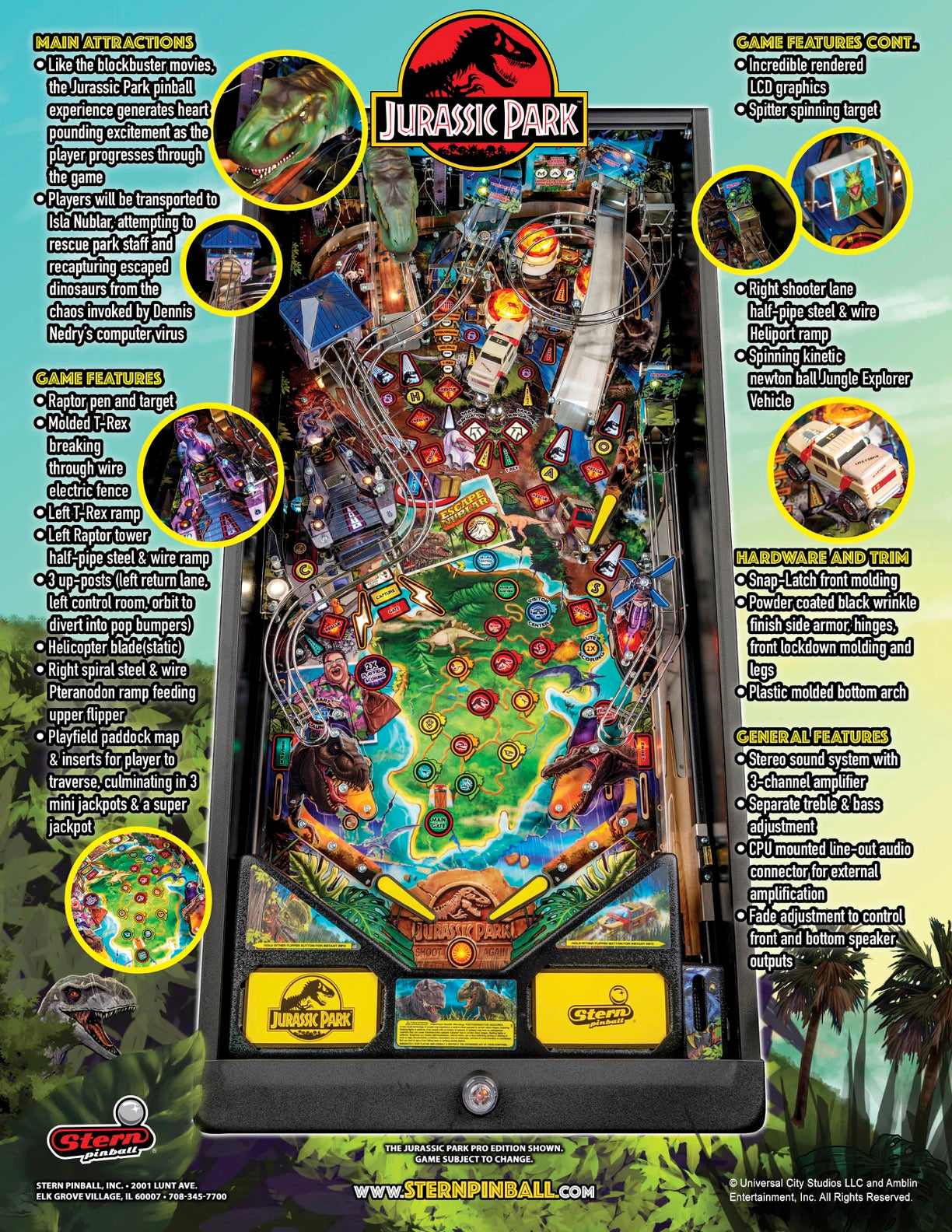 JURASSIC PARK PRO Edition Flipper - STERN Pinball
