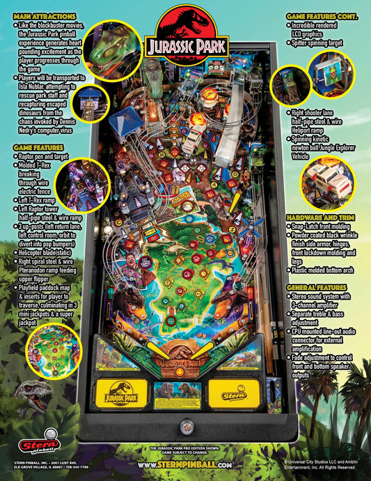 JURASSIC PARK PRO Edition Flipper - STERN Pinball