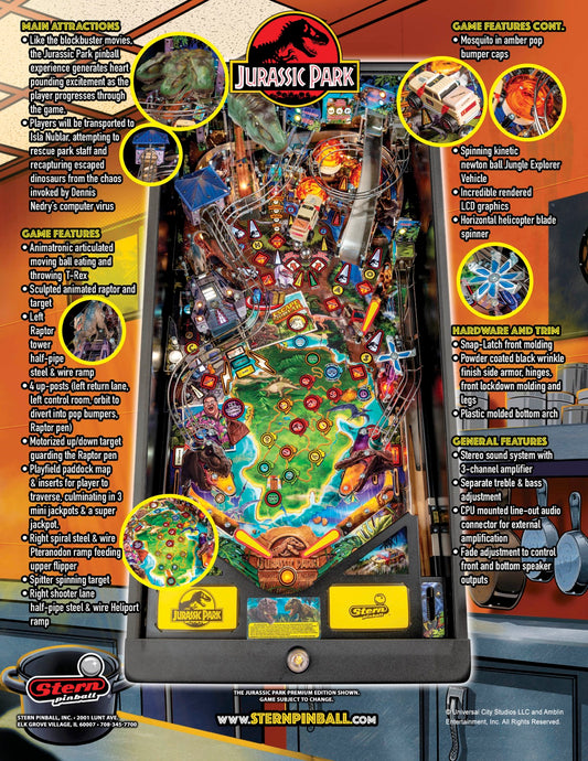 JURASSIC PARK PREMIUM Edition Flipper - STERN Pinball