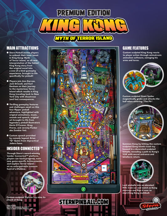 KING KONG Myth of Terror Island PREMIUM Edition Flipper - STERN Pinball