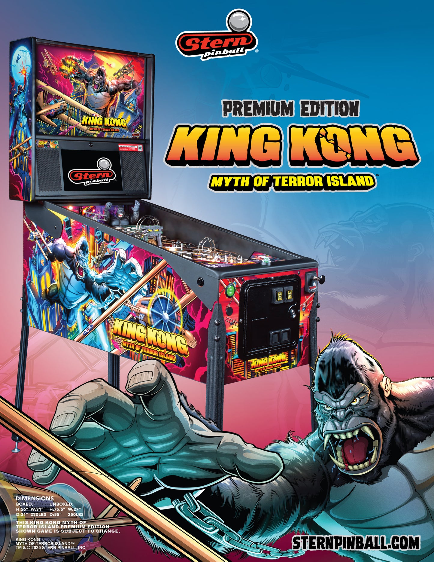 KING KONG Myth of Terror Island PREMIUM Edition Flipper - STERN Pinball