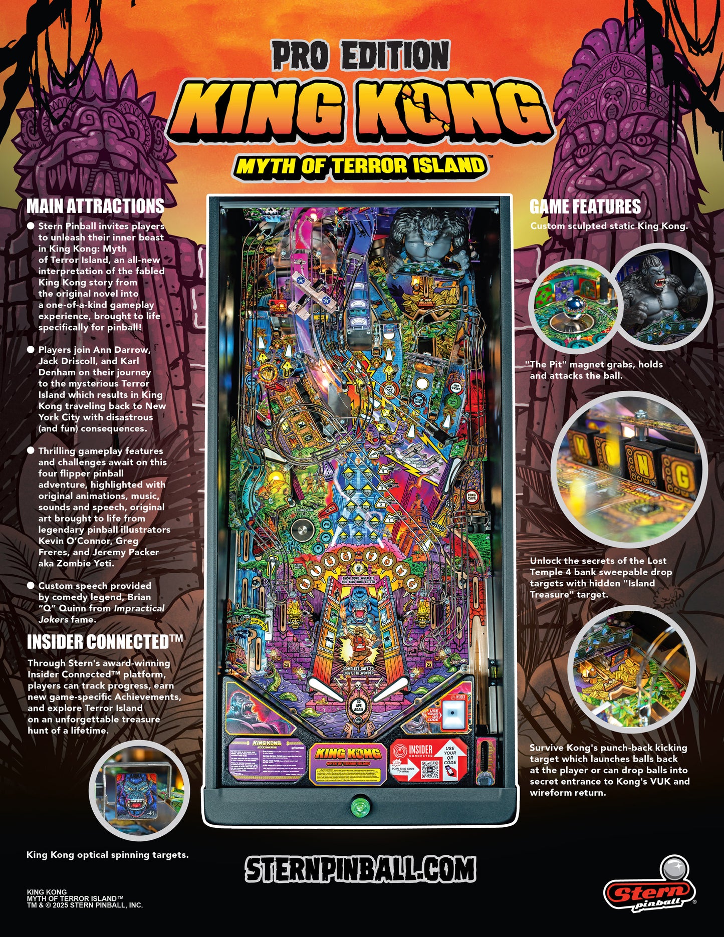 KING KONG Myth of Terror Island PRO Edition Flipper - STERN Pinball