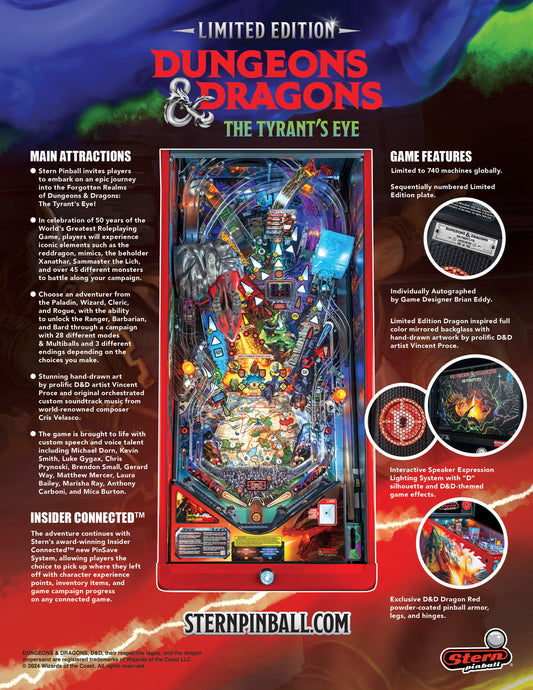 DUNGEONS & DRAGONS The Tyrant`s Eye LIMITED Edition LE Flipper - STERN Pinball