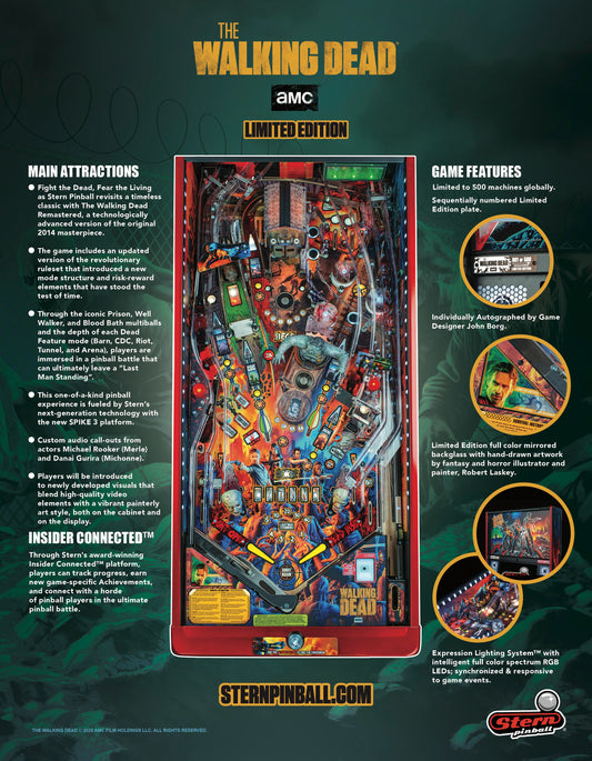 THE WALKING DEAD Remastered Limited Edition LE Flipper - STERN Pinball