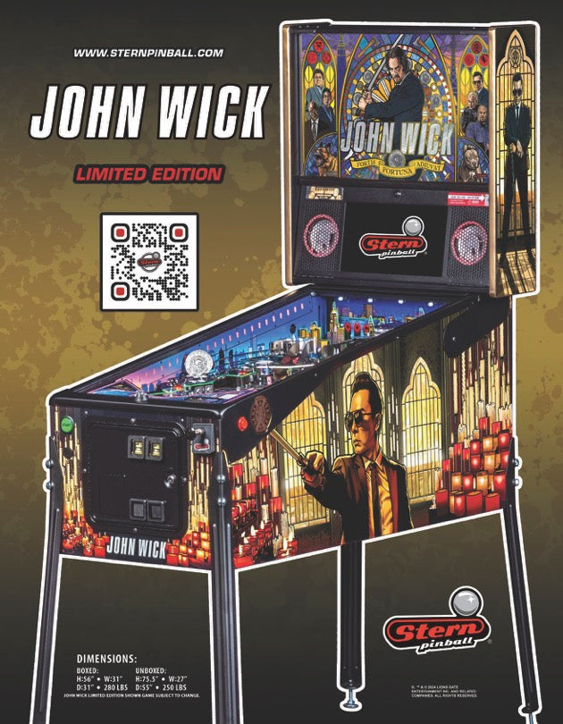 JOHN WICK LIMITED Edition LE Flipper - STERN Pinball