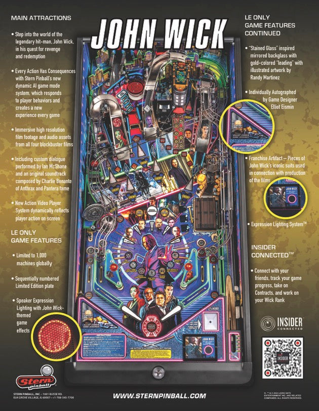 JOHN WICK LIMITED Edition LE Flipper - STERN Pinball